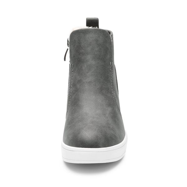 Hidden Heel Platform Wedge Booties - GREY PU - 5